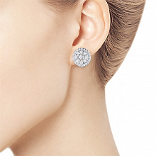White Gold Earrings with 58 Round-Cut Lab-Created Diamonds 1.36 CT.TW