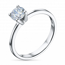 14K White Gold Ring with 1 Round-Cut Lab-Created Diamond 1.45 CT.TW