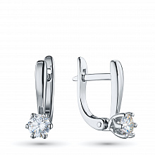 Sterling Silver Earrings with 2 Round-Cut Lab-Created Diamonds 0.569 CT.TW