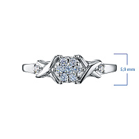 Sterling Silver Ring with 9 Round-Cut Lab-Created Diamonds 0.125 CT.TW - изображение 2