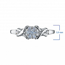 Sterling Silver Ring with 9 Round-Cut Lab-Created Diamonds 0.164 CT.TW