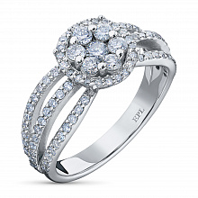 14K White Gold Ring with 91 Round-Cut Lab-Created Diamonds 0.812 CT.TW