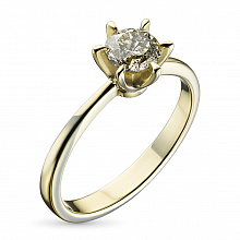 Yellow Gold Ring with 1 Round-Cut Lab-Created Diamond 0.752 CT.TW