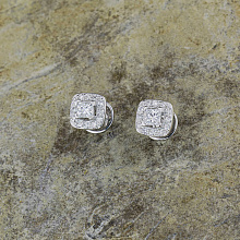 14K White Gold Earring Studs with 26 Round-Cut Lab-Created Diamonds 0.463 CT.TW