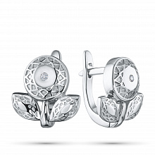 Sterling Silver Earrings with 2 Round-Cut Lab-Created Diamonds 0.027 CT.TW