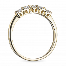 14K Yellow Gold Ring with 5 Round-Cut Lab-Created Diamonds 0.37 CT.TW