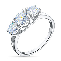 White Gold Ring with 3 Round-Cut Lab-Created Diamonds 1.638 CT.TW - изображение 1