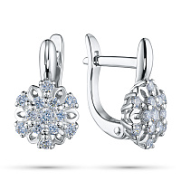 Sterling Silver Earrings with 26 Round-Cut Lab-Created Diamonds 0.581 CT.TW - изображение 1