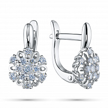 Sterling Silver Earrings with 26 Round-Cut Lab-Created Diamonds 0.48 CT.TW