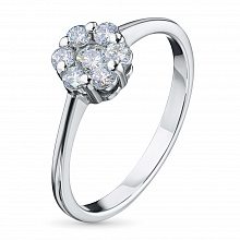 14K White Gold Ring with 7 Round-Cut Lab-Created Diamonds 0.379 CT.TW