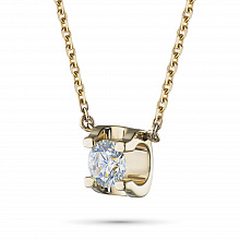 14K Yellow Gold Necklace with 1 Round-Cut Lab-Created Diamond 1.022 CT.TW