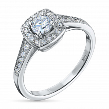 14K White Gold Ring with 27 Round-Cut Lab-Created Diamonds 0.478 CT.TW