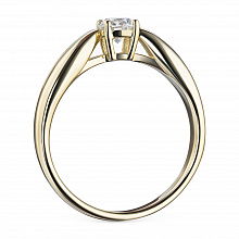 14K Yellow Gold Ring with 1 Round-Cut Lab-Created Diamond 0.585 CT.TW