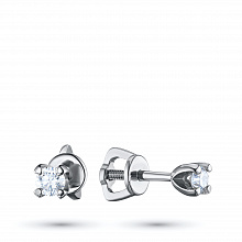 Sterling Silver Earring Studs with 2 Round-Cut Lab-Created Diamonds 0.084 CT.TW