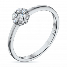 Sterling Silver Ring with 7 Round-Cut Lab-Created Diamonds 0.122 CT.TW