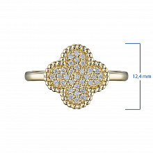 14K Yellow Gold Ring with 33 Round-Cut Lab-Created Diamonds 0.185 CT.TW