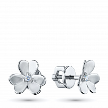 Sterling Silver Earring Studs with 2 Round-Cut Lab-Created Diamonds 0.036 CT.TW
