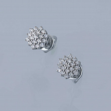 Sterling Silver Earring Studs with 38 Round-Cut Lab-Created Diamonds 0.233 CT.TW