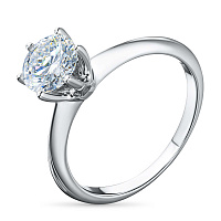 14K White Gold Ring with 1 Round-Cut Lab-Created Diamond 0.51 CT.TW - изображение 1