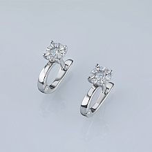 Sterling Silver Earrings with 18 Round-Cut Lab-Created Diamonds 0.297 CT.TW