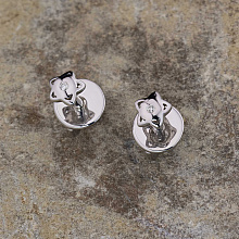 Sterling Silver Earring Studs with 2 Round-Cut Diamonds 0.012 CT.TW