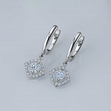 14K White Gold Earrings with 34 Round-Cut Lab-Created Diamonds 0.777 CT.TW