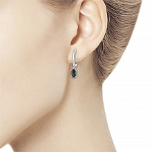 Sterling Silver Earrings with 2 Oval-Cut Chromdiopsides 0.95 CT.TW