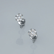 Sterling Silver Earring Studs with 14 Round-Cut Lab-Created Diamonds 0.258 CT.TW