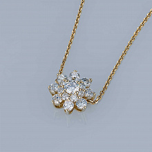 14K Yellow Gold Pendant with 17 Round-Cut Lab-Created Diamonds 0.904 CT.TW
