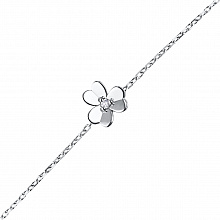 14K White Gold Bracelet with 1 Round-Cut Lab-Created Diamond 0.016 CT.TW