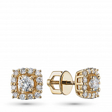 14K Yellow Gold Earring Studs with 26 Round-Cut Lab-Created Diamonds 1.164 CT.TW