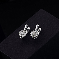 Sterling Silver Earrings with 22 Round-Cut Lab-Created Diamonds 0.411 CT.TW - изображение 4