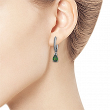Sterling Silver Earrings with 2 Pear-Cut Chromdiopsides 1.489 CT.TW