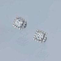 14K White Gold Earring Studs with 34 Round-Cut Lab-Created Diamonds 1.433 CT.TW - изображение 4