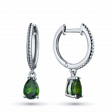 Sterling Silver Earrings with 2 Pear-Cut Chromdiopsides 1.489 CT.TW