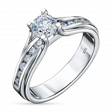 14K White Gold Ring with 14 Round-Cut Lab-Created Diamonds 0.846 CT.TW