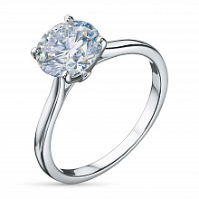 14K White Gold Ring with 1 Round-Cut Lab-Created Diamond 2.1 CT.TW