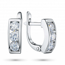14K White Gold Earrings with 6 Round-Cut Lab-Created Diamonds 1.231 CT.TW