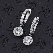 14K White Gold Earrings with 42 Round-Cut Lab-Created Diamonds 1.107 CT.TW