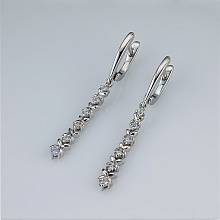 Sterling Silver Earrings with 12 Round-Cut Lab-Created Diamonds 0.306 CT.TW