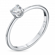 Sterling Silver Ring with 1 Round-Cut Lab-Created Diamond 0.274 CT.TW