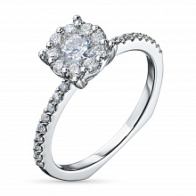 14K White Gold Ring with 28 Round-Cut Lab-Created Diamonds 0.659 CT.TW