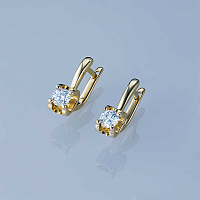 14K Yellow Gold Earrings with 2 Round-Cut Lab-Created Diamonds 1.082 CT.TW - изображение 5