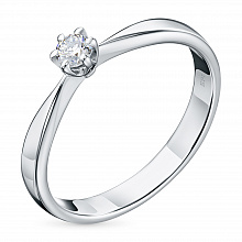 White Gold Ring with 1 Round-Cut Lab-Created Diamond 0.7 CT.TW