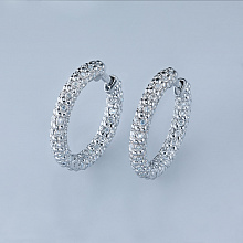 14K White Gold Earrings with 160 Round-Cut Lab-Created Diamonds 0.981 CT.TW