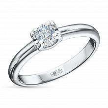Sterling Silver Ring with 1 Round-Cut Lab-Created Diamond 0.284 CT.TW