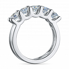 Sterling Silver Ring with 5 Round-Cut Lab-Created Diamonds 1.017 CT.TW