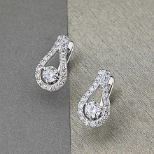 14K White Gold Earrings with 42 Round-Cut Lab-Created Diamonds 1.189 CT.TW