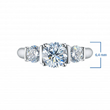 14K White Gold Ring with 3 Round-Cut Lab-Created Diamonds 1.905 CT.TW