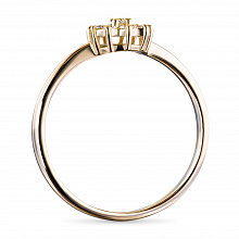 Yellow Gold Ring with 14 Round-Cut Diamonds 0.182 CT.TW